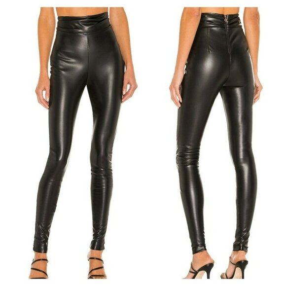 Nookie Viktoria Faux Leather Pants Matte Black